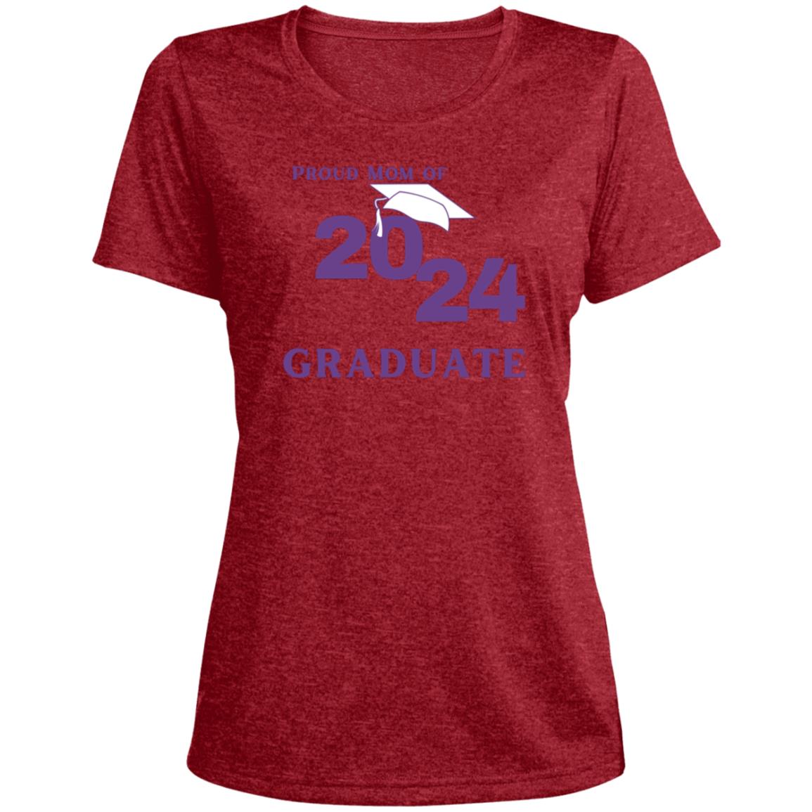 Proud Mom -- Graduate 2024 -- Ladies' Heather Scoop Neck Performance Tee