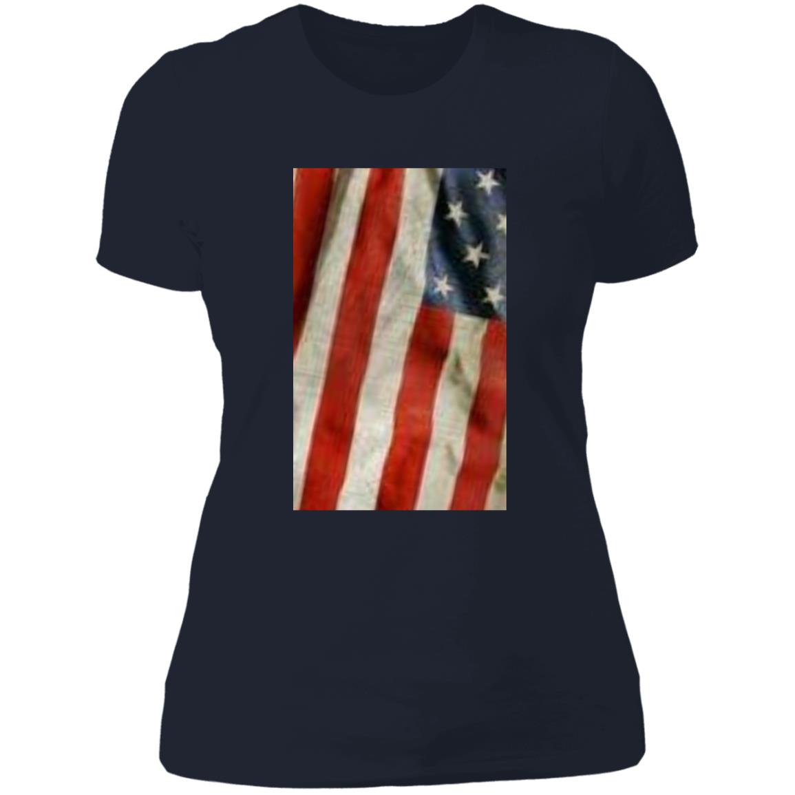 American Flag -- Distressed & Waving -- Ladies' Boyfriend T-Shirt