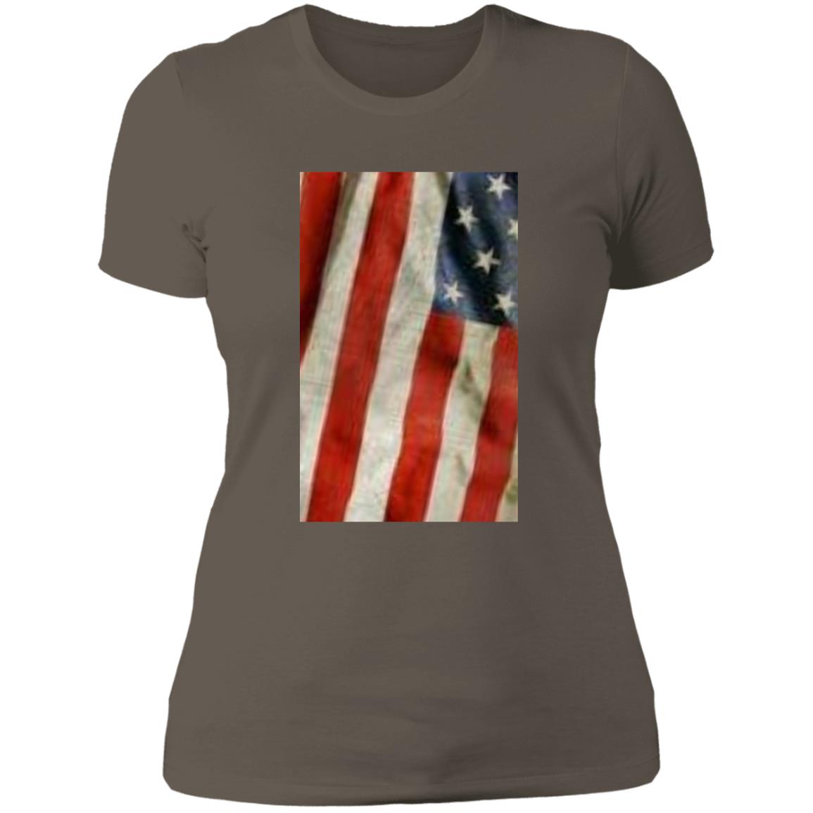 American Flag -- Distressed & Waving -- Ladies' Boyfriend T-Shirt