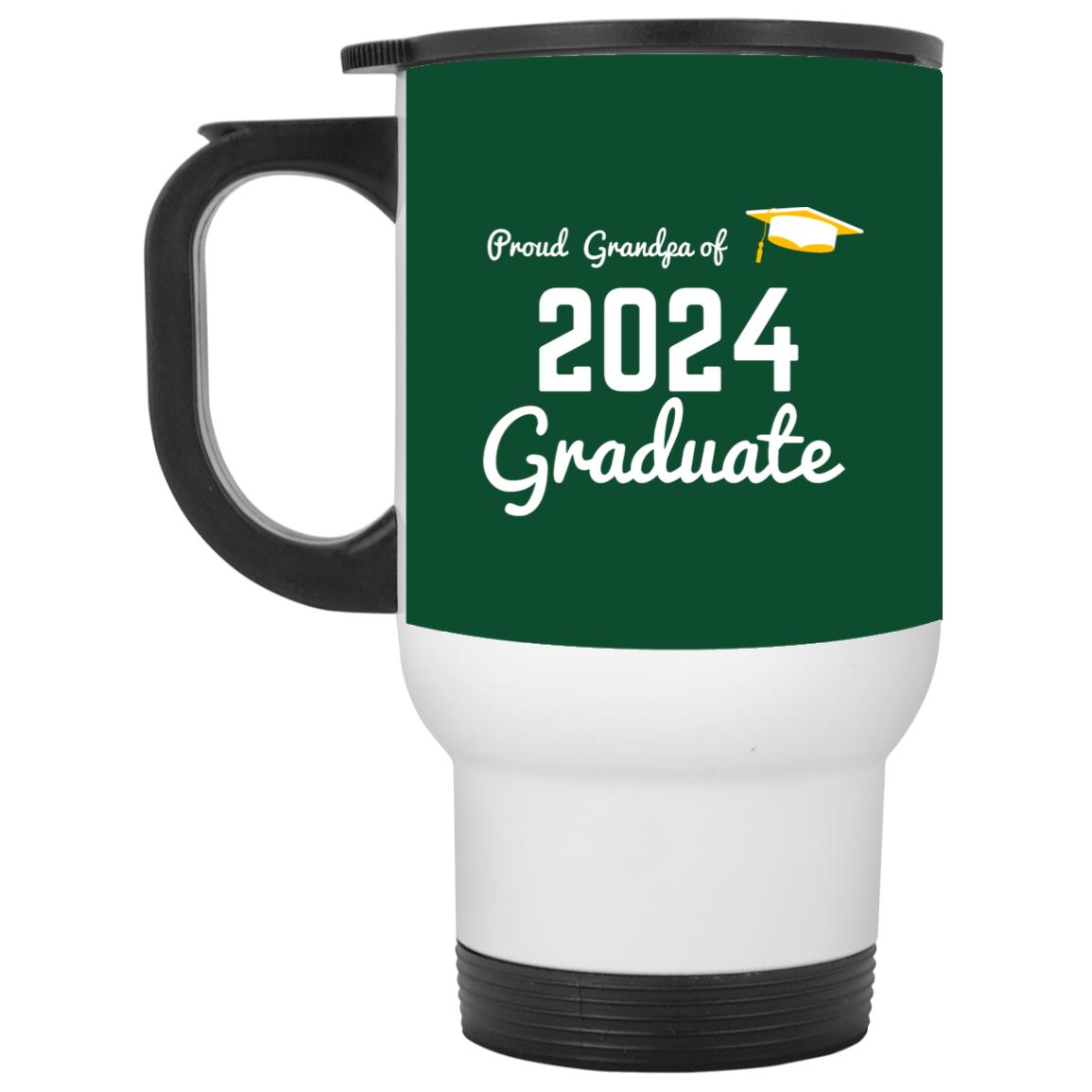 Proud Grandpa -- Graduate 2024 -- White Travel Mug