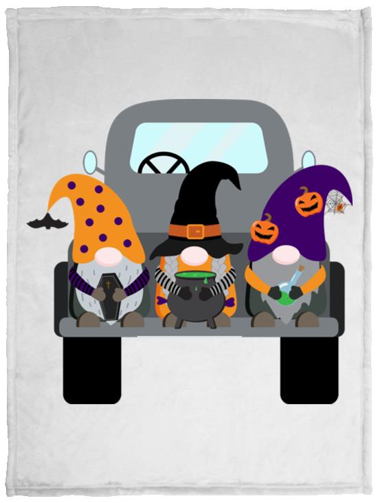 Halloween Gnomes in a Truck VPS Cozy Plush Fleece Blanket - 30x40