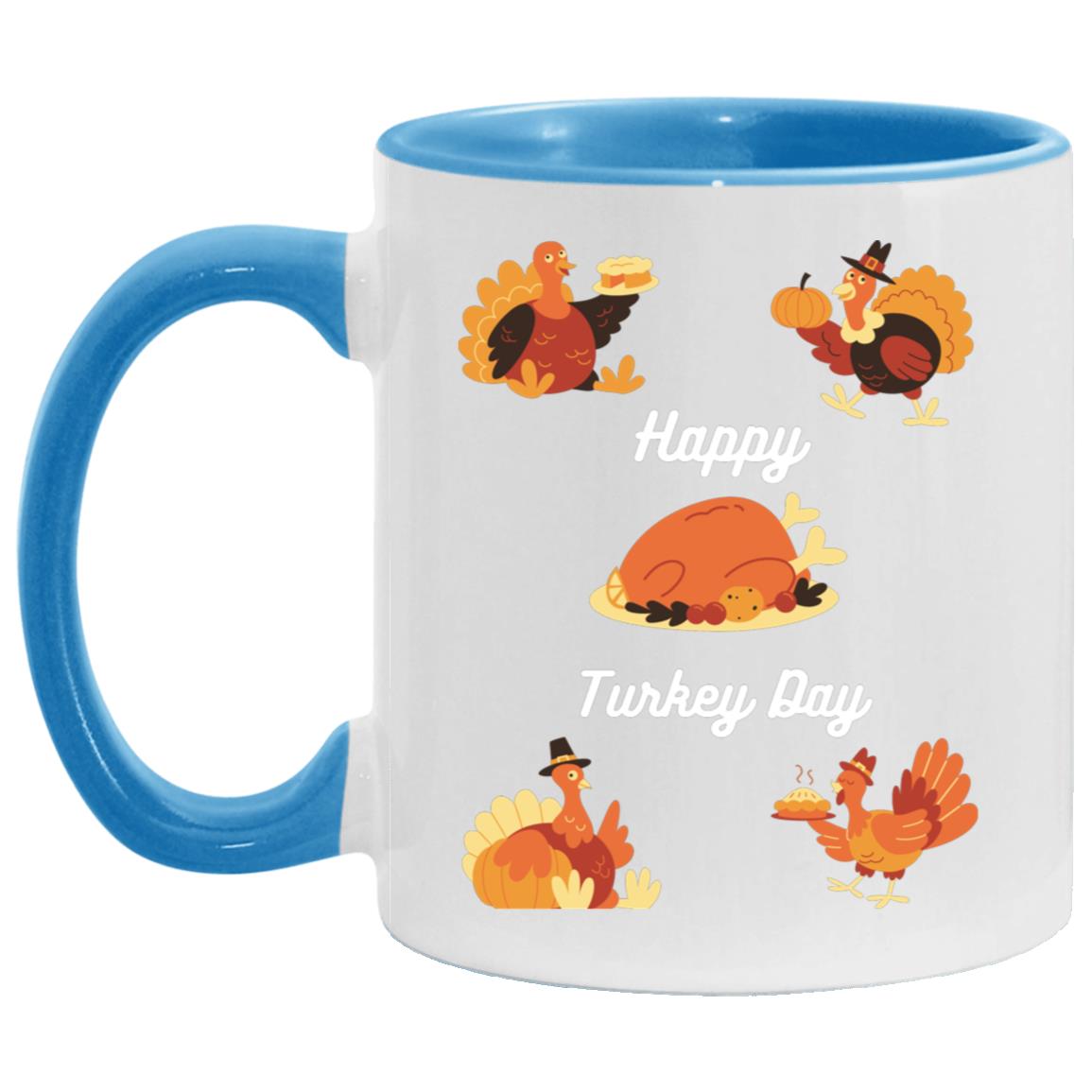 Happy Turkey Day white letters AM11OZ 11oz Accent Mug