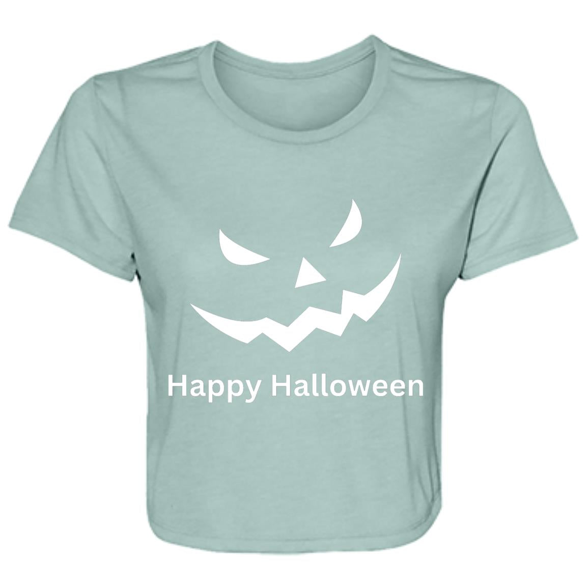 Scary Black Jack o' Lantern -- Ladies' Flowy Cropped Tee