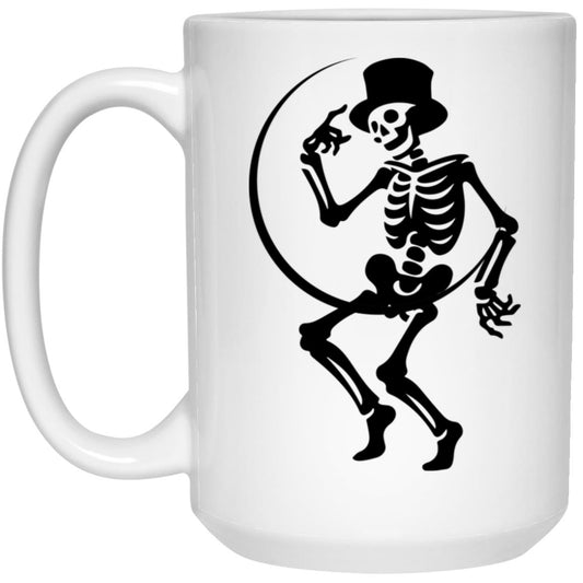 Moon and Skeleton -- 15oz White Mug