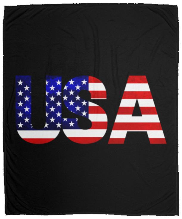 USA American Flag T-shirt VPM Cozy Plush Fleece Blanket - 50x60