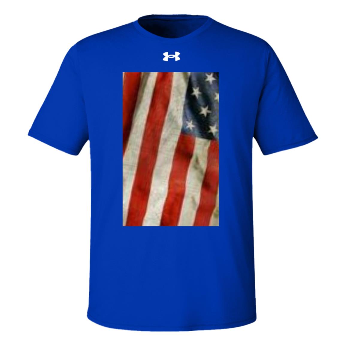 American Flag -- Distressed & Waving -- Under Armour Team Tech Tee