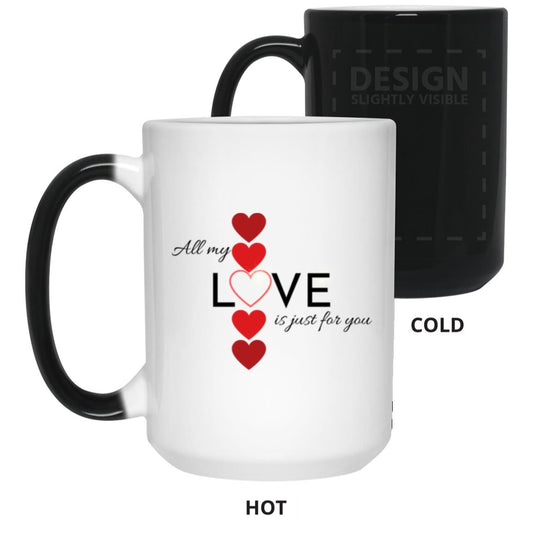 Elegant red hearts no background black t-shirt 21550 15oz Color Changing Mug