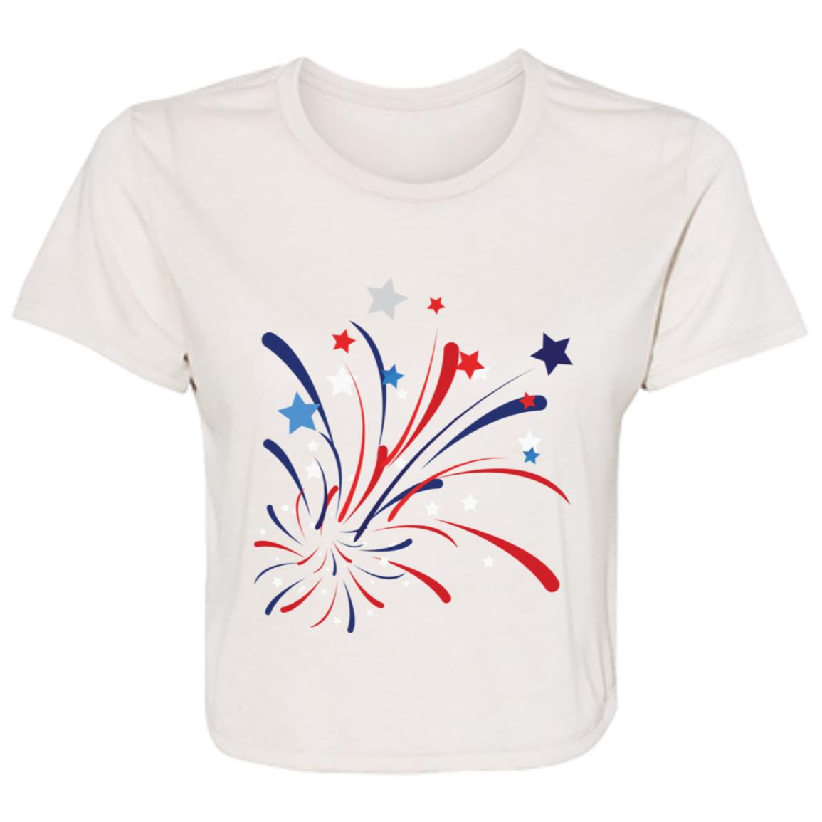 4th of July Firework -- Ladies' Flowy Cropped Tee