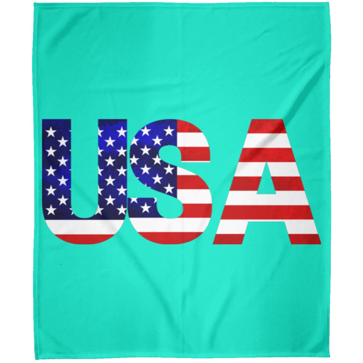 USA American Flag T-shirt FLM Arctic Fleece Blanket 50x60