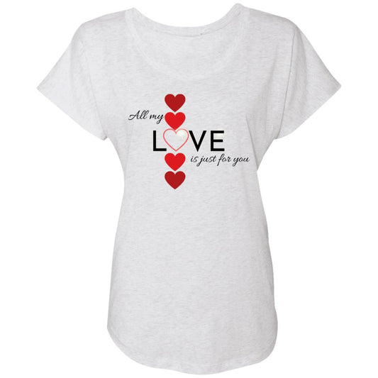 Elegant red hearts no background black t-shirt NL6760 Ladies' Triblend Dolman Sleeve