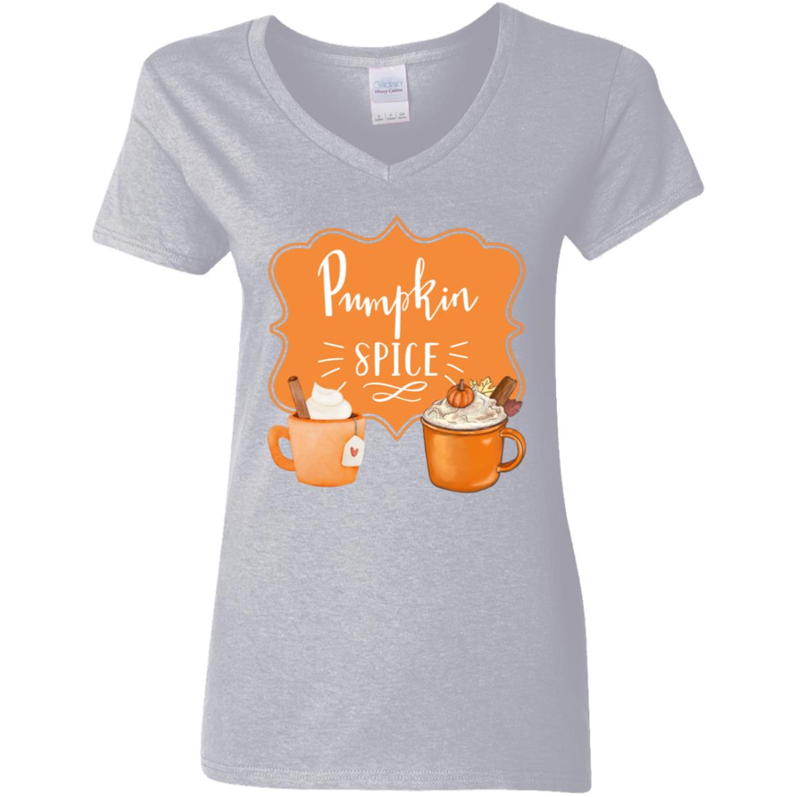 Pumpkin Spice Latte Orange -- Ladies' 5.3 oz. V-Neck T-Shirt