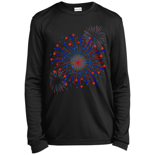 4th of July Fireworks -- CLOSEOUT -- Youth Long Sleeve Performance Tee