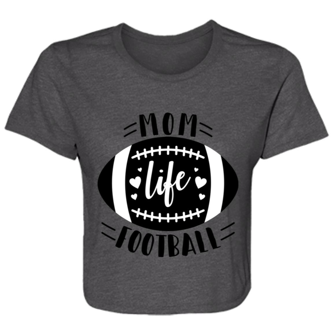 Football My Mom Life -- Ladies' Flowy Cropped Tee