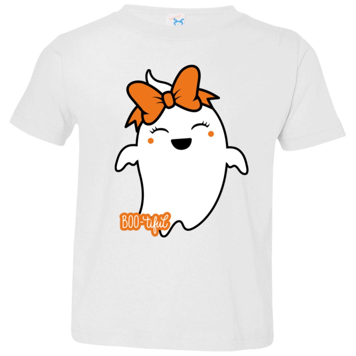 Boo-tiful Ghost with Bow 3321 Toddler Jersey T-Shirt