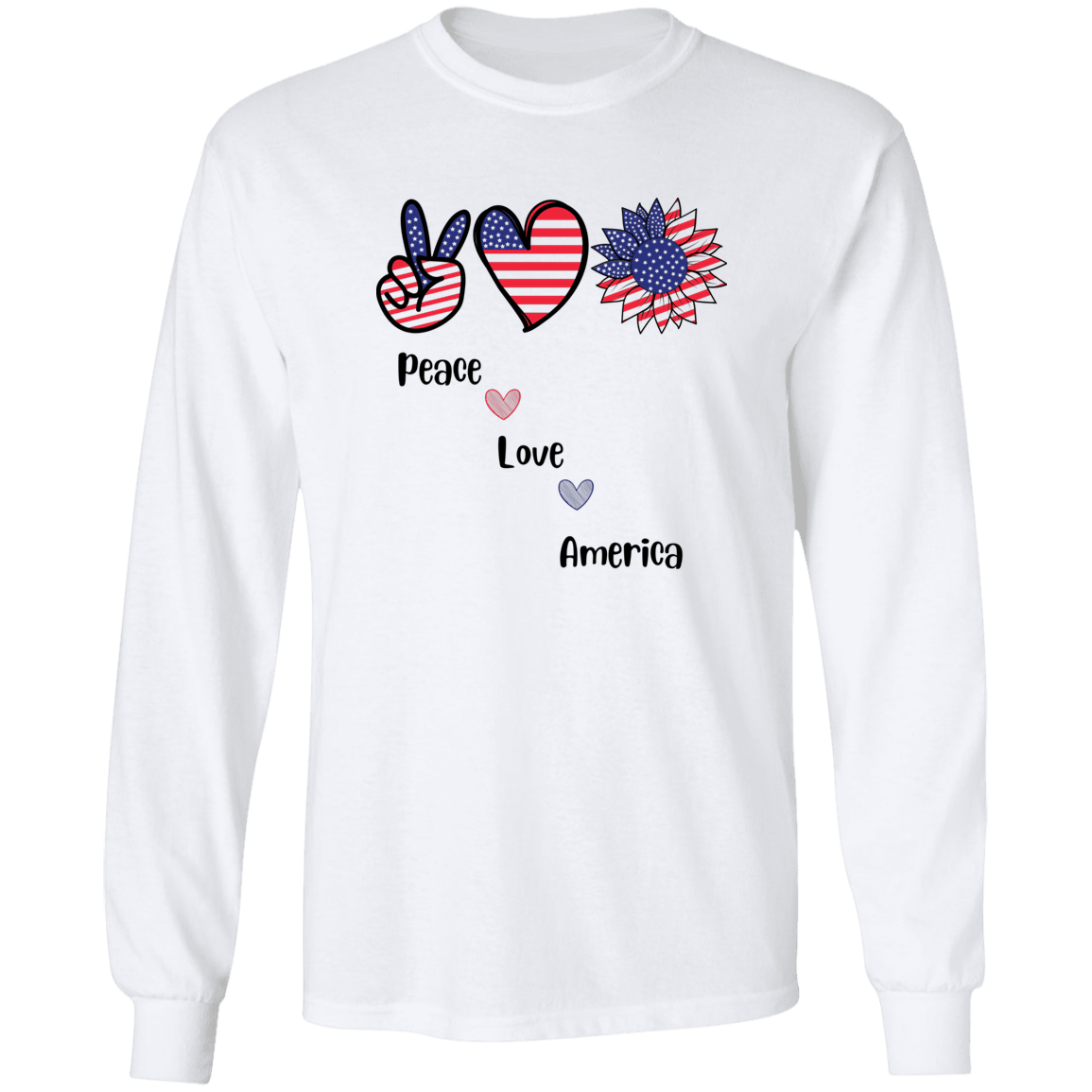 Long Sleeve Ultra Cotton T-Shirt -- Peace Love America