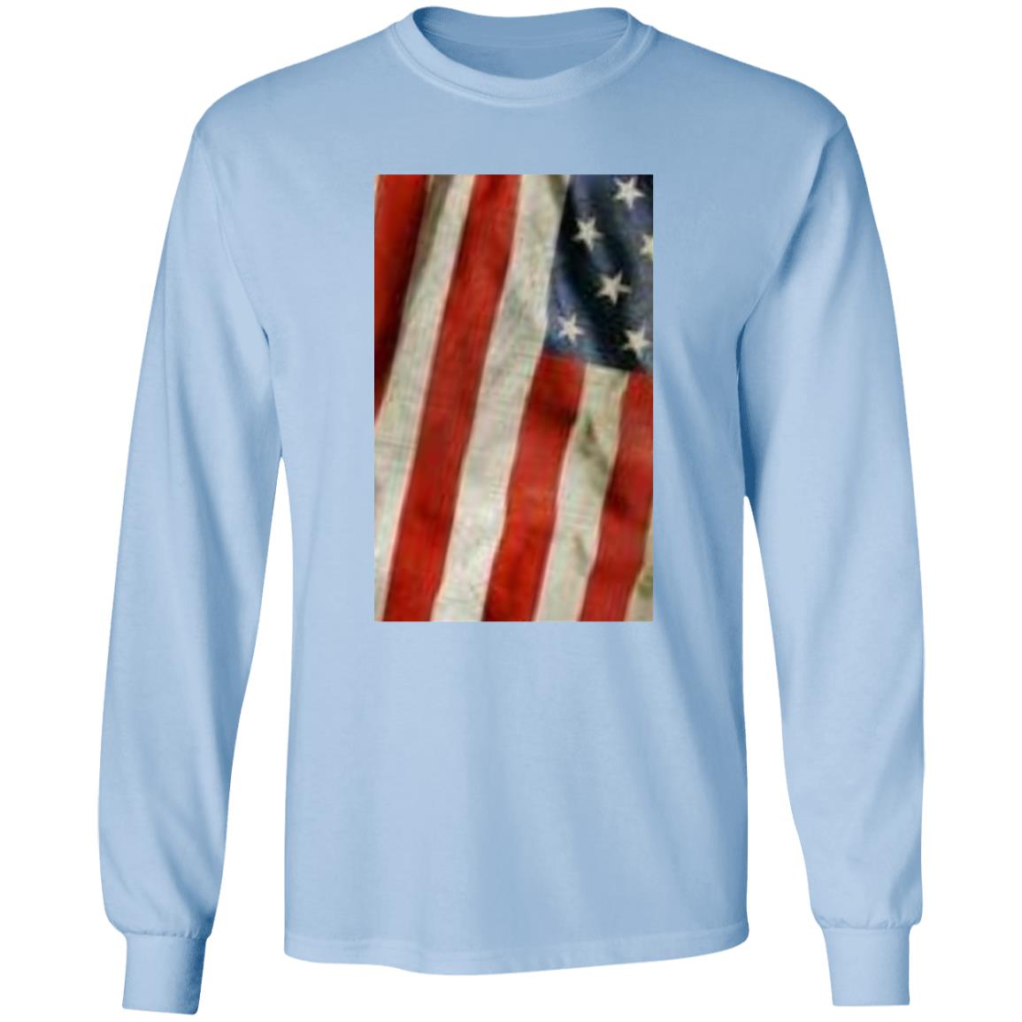 American Flag -- Distressed & Waving -- LS T-Shirt