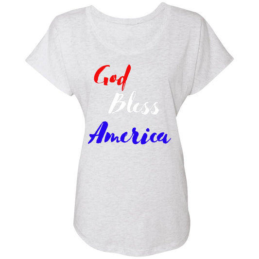 God bless America red white blue NL6760 Ladies' Triblend Dolman Sleeve