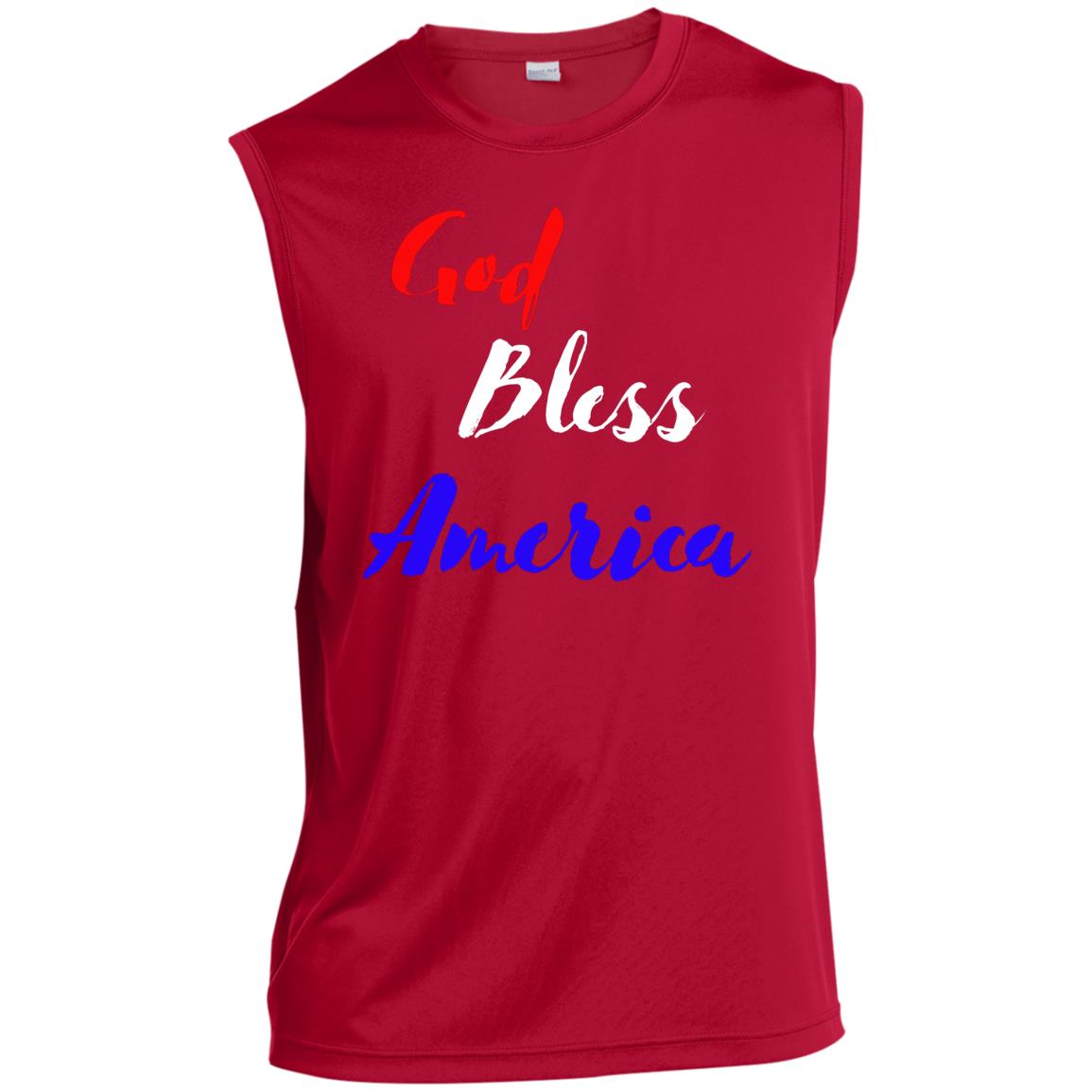 God bless America red white blue ST352 Men’s Sleeveless Performance Tee