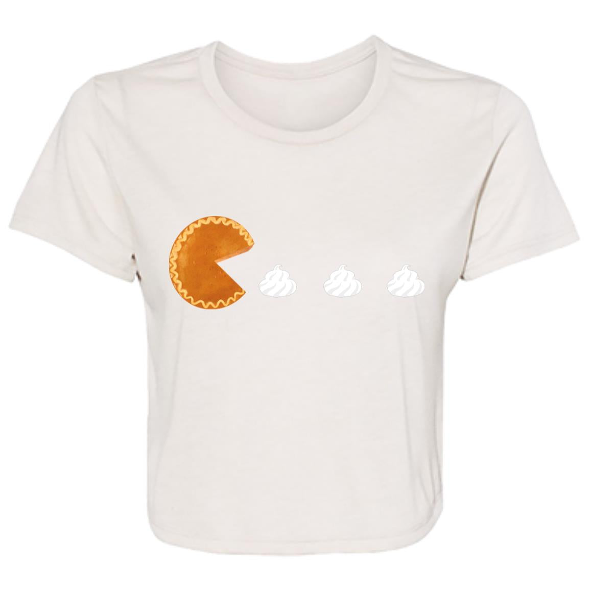 Pumpkin Pac Man -- Ladies' Flowy Cropped Tee