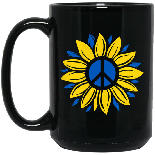 Peace flower t-shirt BM15OZ 15 oz. Black Mug