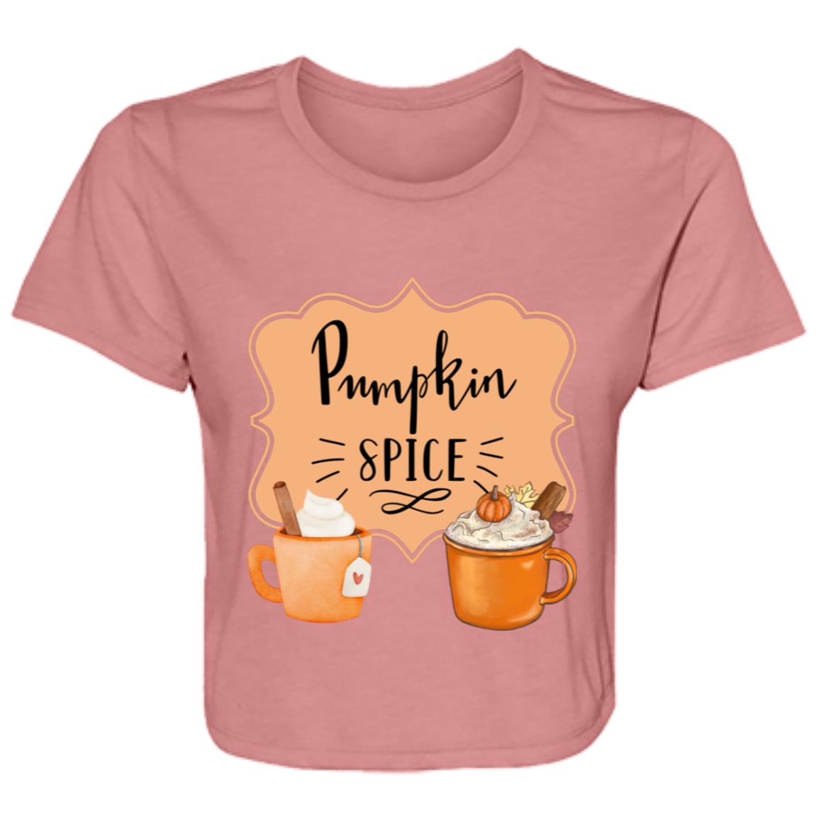 Pumpkin Spice Latte Orangetan Black -- Ladies' Flowy Cropped Tee