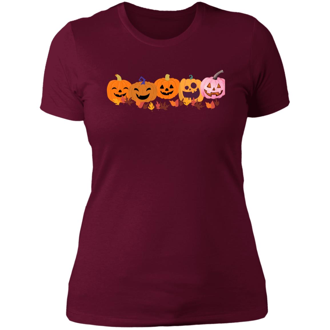 Jack 0 Lanterns in a Row NL3900 Ladies' Boyfriend T-Shirt