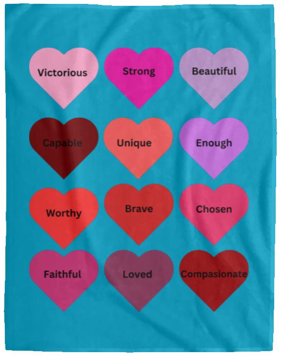 Positive hearts black VPL Cozy Plush Fleece Blanket - 60x80