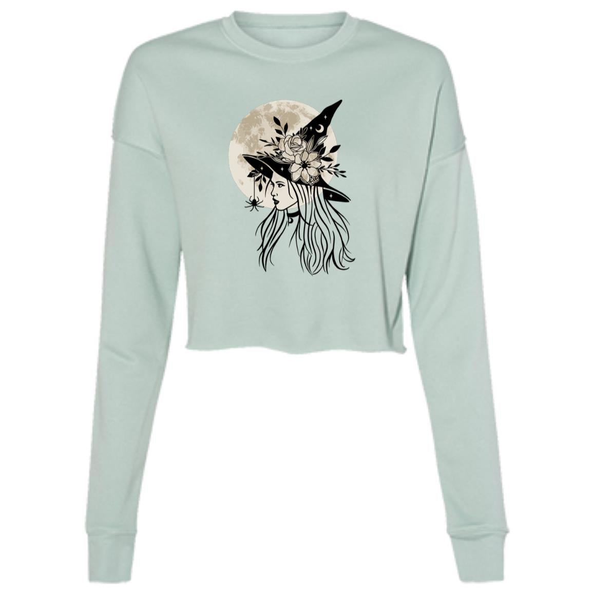 Witchy Moon -- Ladies' Cropped Fleece Crew