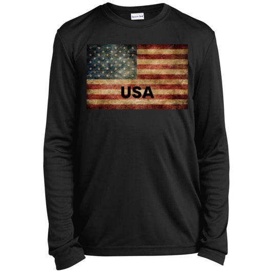 American Flag -- CLOSEOUT -- Youth Long Sleeve Performance Tee