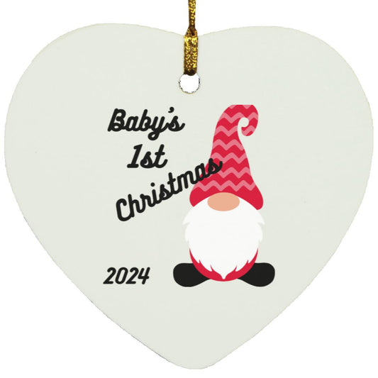 Baby’s 1st Gnome Christmas Ornament -- Heart Ornament