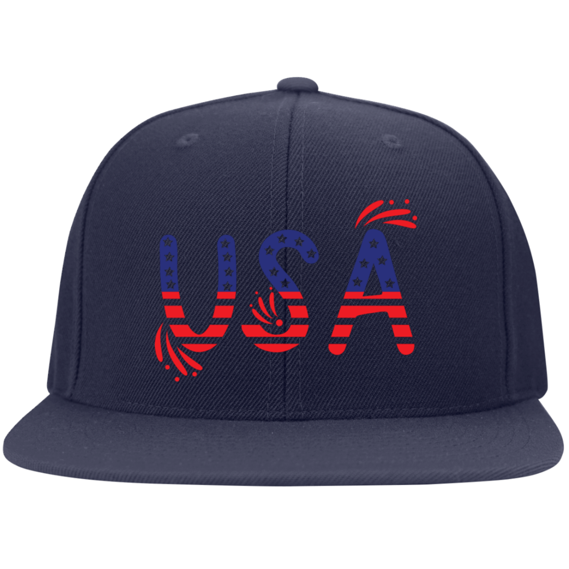 USA -- Embroidered Flat Bill Twill -- Flexfit Cap