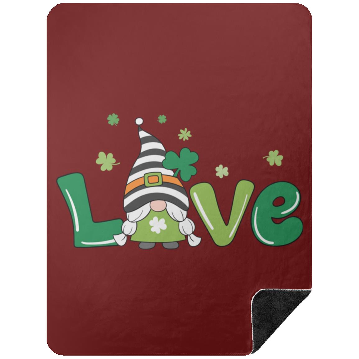 clover love gnome BSHL Premium Black Sherpa Blanket 60x80