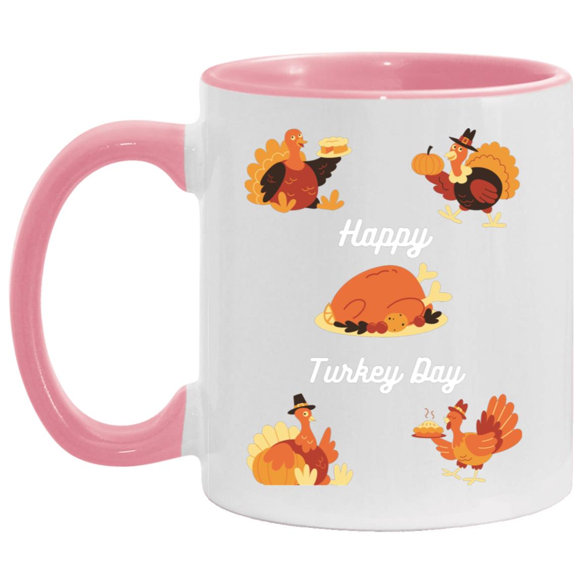 Happy Turkey Day white letters AM11OZ 11oz Accent Mug