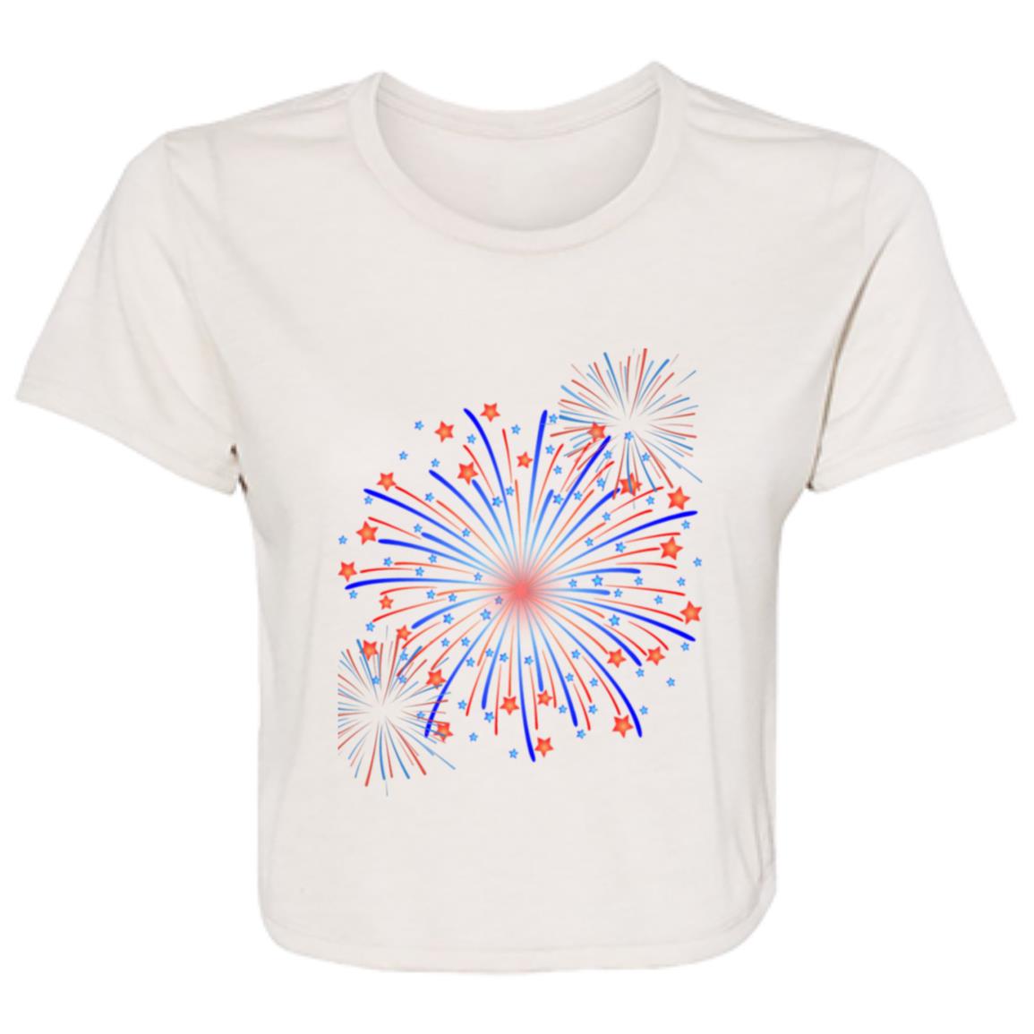 4th of July Fireworks (1) B8882 Ladies' Flowy Cropped Tee