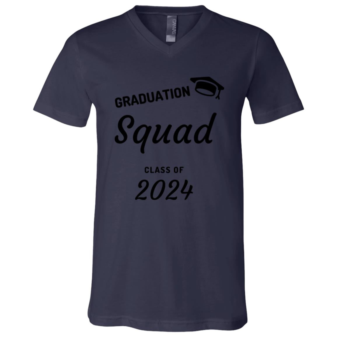 Grad Squad 2024 Black 3005 Unisex Jersey SS V-Neck T-Shirt