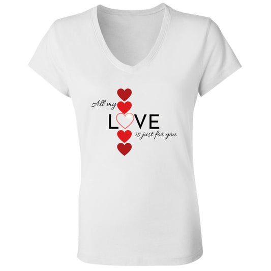 Elegant red hearts no background black t-shirt B6005 Ladies' Jersey V-Neck T-Shirt