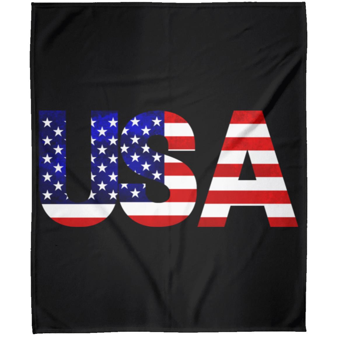 USA American Flag T-shirt FLM Arctic Fleece Blanket 50x60