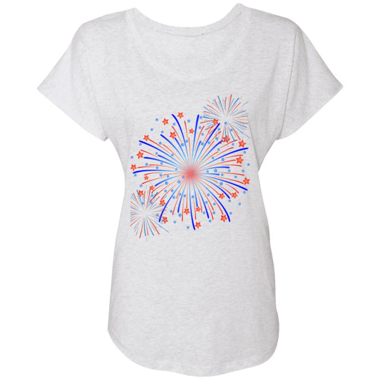 4th of July Fireworks -- Ladies' Triblend Dolman Sleeve