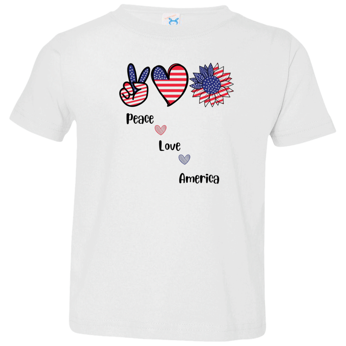 Toddler Jersey T-Shirt -- Peace Love America