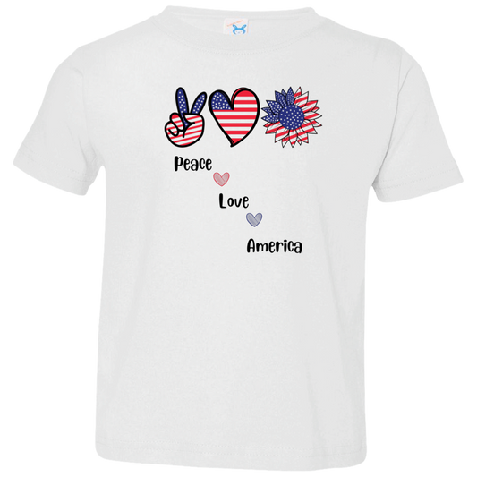 Toddler Jersey T-Shirt -- Peace Love America