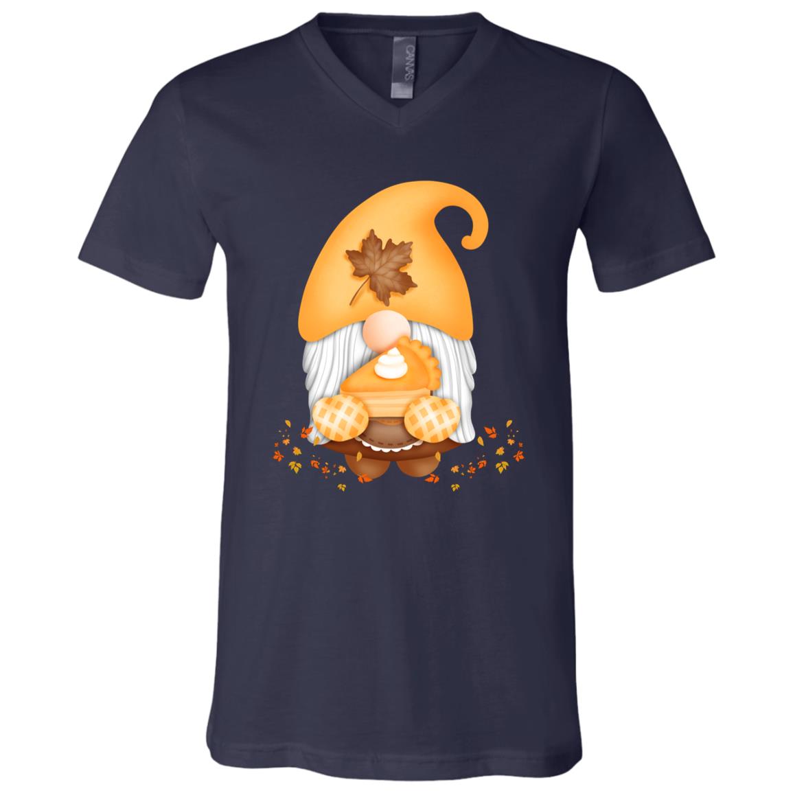 Gnome Pumpkin Pie 3005 Unisex Jersey SS V-Neck T-Shirt