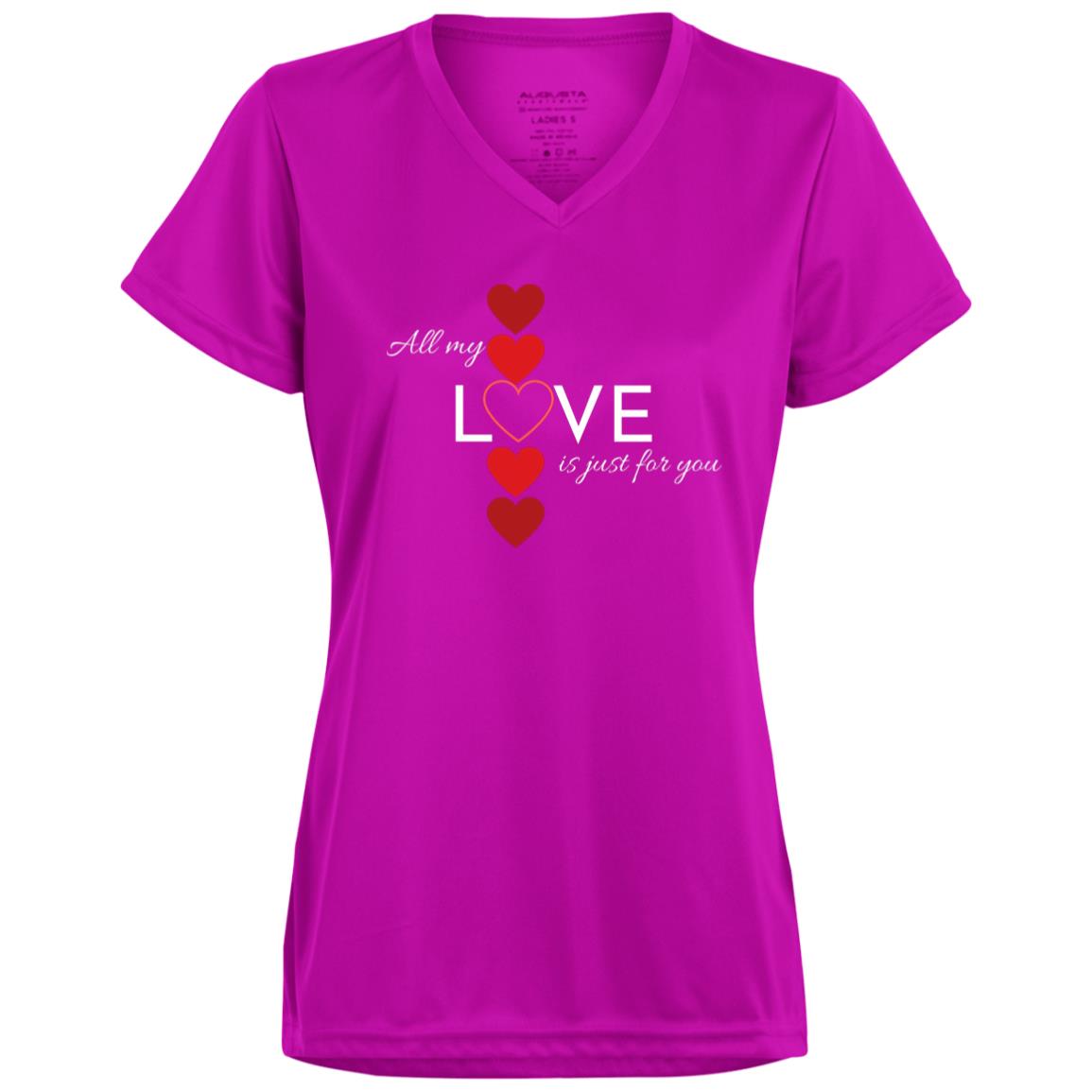 Ladies’ Moisture-Wicking V-Neck Tee -- All my Love