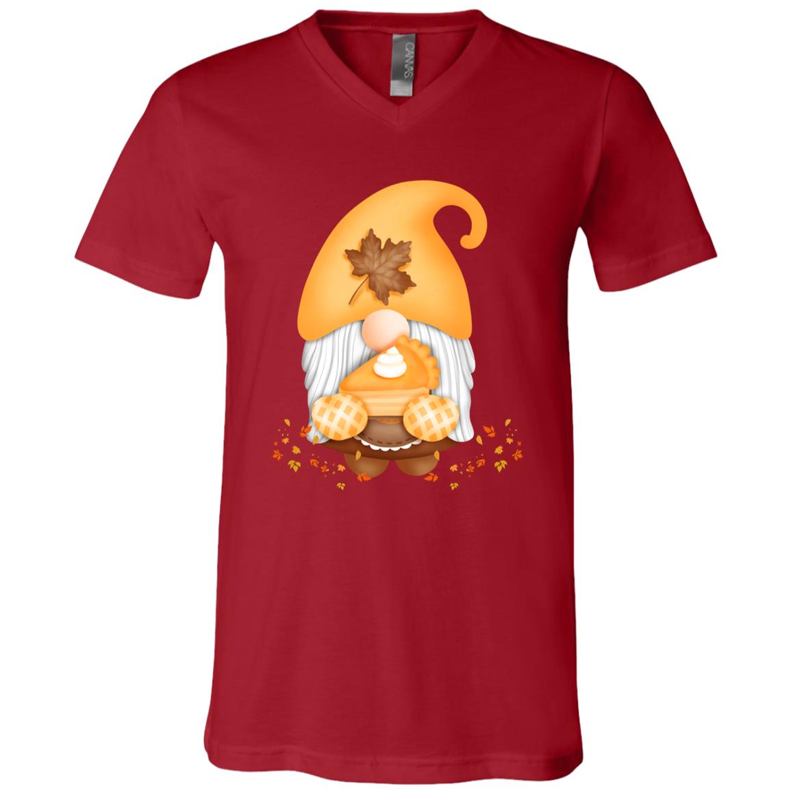 Gnome Pumpkin Pie 3005 Unisex Jersey SS V-Neck T-Shirt