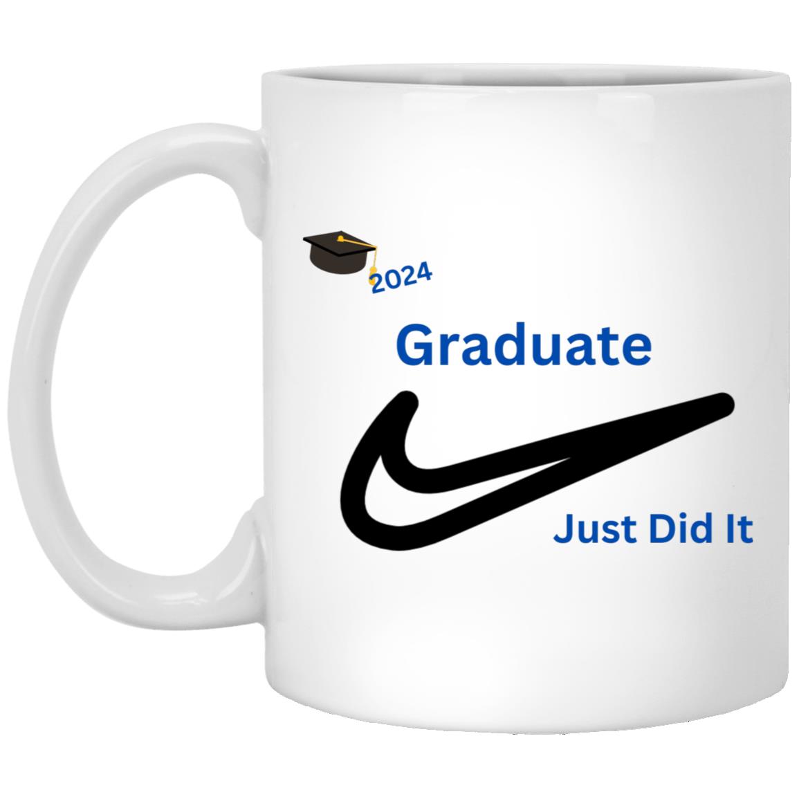 White Mug with a Splash of Color 11oz -- Graduation Nike 2024