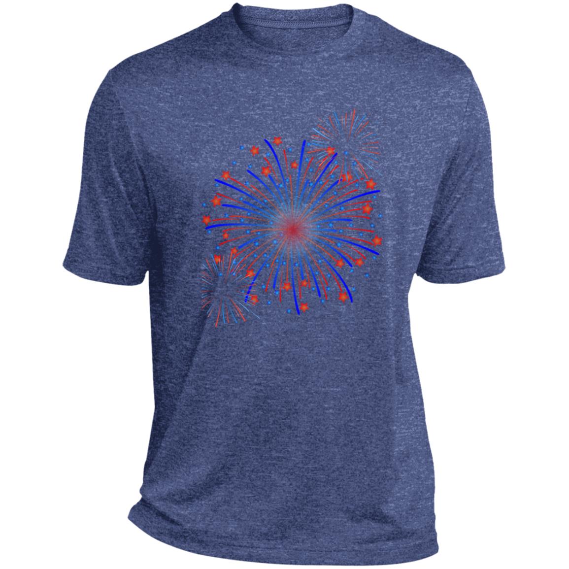 4th of July Fireworks (1) CLOSEOUT -- Heather Performance Tee