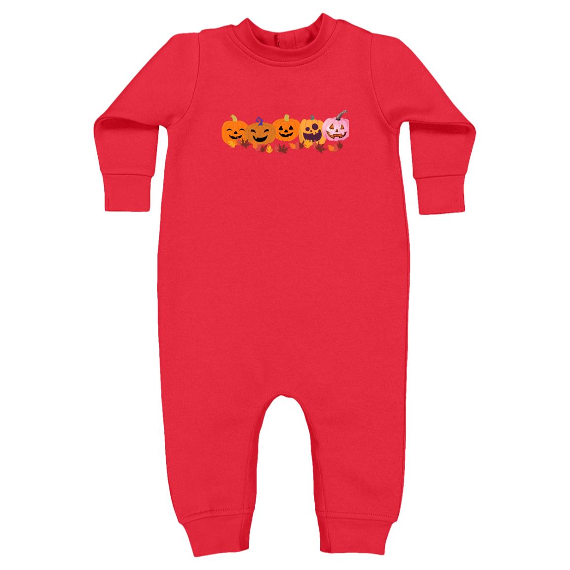 Jack 0 Lanterns in a Row -- Rabbit Skins Infant Fleece One-Piece Bodysuit