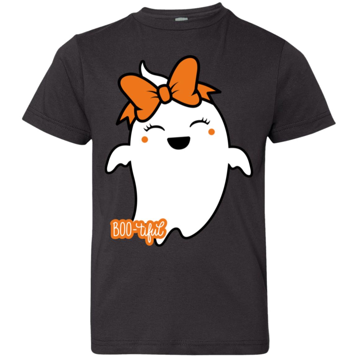 Boo-tiful Ghost with Bow -- Youth Jersey T-Shirt