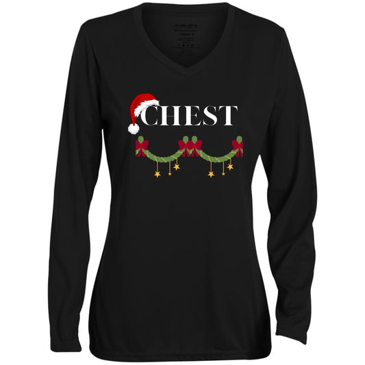 CHEST CLOSEOUT --  Ladies' Moisture-Wicking Long Sleeve V-Neck Tee