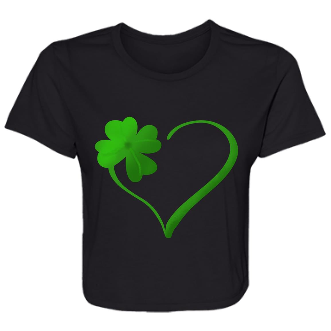 Clover Heart -- Ladies' Flowy Cropped Tee