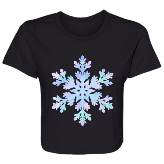 Snowflake blue and purple -- Ladies' Flowy Cropped Tee